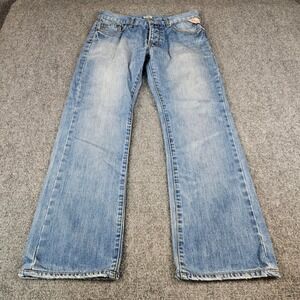Replay Blue Jeans Mens Bootcut Light Wash Denim Made in Italy Button Fly